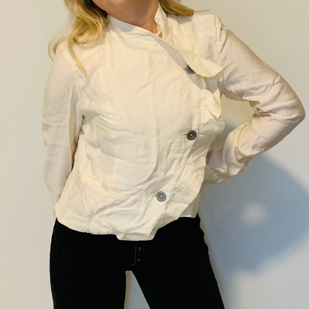 Free People Cream Linen Button-Up Blouse - Picture 6 of 8